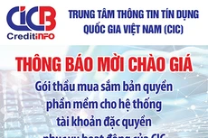 Trung tâm Thông tin tín dụng Quốc gia Việt Nam (CIC) thông báo mời chào giá