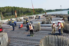 Dự án cầu Phước An nối thị xã Phú Mỹ, tỉnh Bà Rịa - Vũng Tàu và huyện Nhơn Trạch, tỉnh Đồng Nai dự kiến hoàn thành tháng 12/2027. Ảnh: Ngọc Tuấn