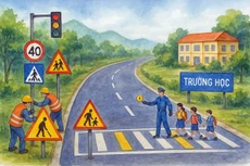 Gói thầu Thi công xây dựng công trình thuộc Dự án Sửa chữa, bổ sung tăng cường hệ thống an toàn giao thông trên tuyến và các vị trí trường học trên tuyến Quốc lộ 2D có giá 12,68 tỷ đồng. Ảnh: Huyền Trang