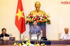 Chủ tịch Quốc hội Nguyễn Thị Kim Ngân chủ trì và phát biểu khai mạc Phiên họp thứ 45 Ủy ban Thường vụ Quốc hội. Ảnh: TTXVN