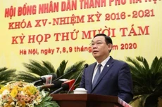 Bí thư Thành ủy Hà Nội Vương Đình Huệ phát biểu tại phiên khai mạc Kỳ họp thứ 18, HĐND thành phố Hà Nội khóa XV.