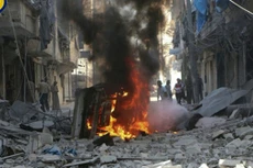 Hiện trường một vụ đánh bom ở Syria. Ảnh: AP