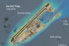 Ảnh chụp đá Chữ Thập từ vệ tinh ngày 3/6. Ảnh: CSIS.