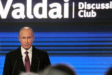 Tổng thống Putin phát biểu tại sự kiện ở Sochi hôm nay. Ảnh: Reuters