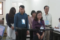 Các bị cáo tại phiên tòa cuối tháng 4/2016. Ảnh: Hà Linh