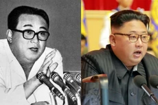 Lãnh đạo Triều Tiên Kim Jong-un (phải) và ông nội, Kim Nhật Thành. Ảnh:WSJ