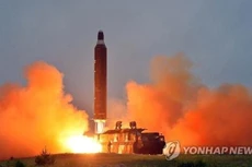 Hình ảnh một vụ phóng tên lửa của Triều Tiên. Ảnh: Yonhap.