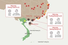 Vị trí ba nhà máy điện hạt nhân của Trung Quốc gần Việt Nam. Đồ họa: Tiến Thành.