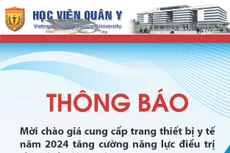 Học viện Quân y thông báo mời chào giá cung cấp trang thiết bị y tế năm 2024 tăng cường năng lực điều trị cho Bệnh viện Quân y 103