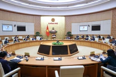 Thủ tướng Phạm Minh Chính chủ trì Phiên họp Chính phủ chuyên đề về xây dựng pháp luật tháng 1/2024. Ảnh: Quý Bắc