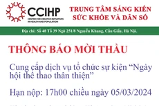 Trung tâm Sáng kiến sức khỏe và Dân số thông báo mời thầu cung cấp dịch vụ tổ chức sự kiện “Ngày hội thể thao thân thiện”