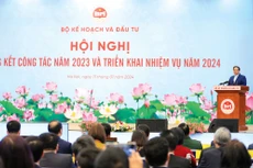 Thủ tướng Chính phủ Phạm Minh Chính phát biểu tại Hội nghị Tổng kết công tác năm 2023 và triển khai nhiệm vụ năm 2024 của Bộ Kế hoạch và Đầu tư. Ảnh: Nhã Chi
