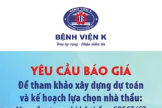 Bệnh viện K thông báo yêu cầu báo giá