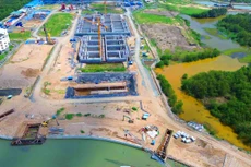 Tiến độ Gói thầu XL-02 Thiết kế - thi công - vận hành Nhà máy Xử lý nước thải Nhiêu Lộc - Thị Nghè chậm khoảng 23% so với kế hoạch. Ảnh: Minh Quân