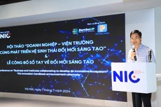 Hội thảo "Doanh nghiệp - Viện trường cùng phát triển hệ sinh thái đổi mới sáng tạo" ngày 1/7/2024. Ảnh: NIC