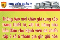 Học viện Quân y thông báo mời chào giá 