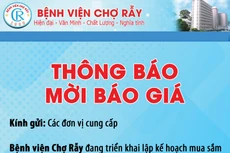 Bệnh viện Chợ Rẫy thông báo mời chào giá