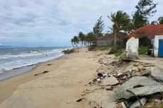 Bờ biển Cửa Đại (Hội An, Quảng Nam) đang liên tục sạt lở và chưa có giải pháp ngăn chặn căn cơ, hữu hiệu. Ảnh: Hà Minh