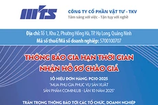 Công ty cổ phần Vật tư - TKV thông báo gia hạn thời gian nhận Hồ sơ chào giá 