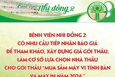 Bệnh viện Nhi đồng 2 thông báo mời báo giá