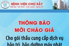 Bệnh viện Chợ Rẫy thông báo mời chào giá