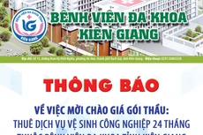 Thông báo về việc mời chào giá gói thầu: Thuê dịch vụ vệ sinh công nghiệp 24 tháng thuộc Bệnh viện Đa khoa tỉnh Kiên Giang