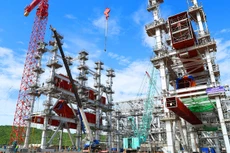 Tiến độ tổng thể của Dự án Nhà máy Nhiệt điện Quảng Trạch I hiện đạt khoảng 72%. Ảnh: Đỗ Tỵ