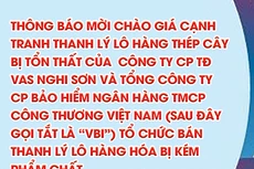Thông báo mời chào giá cạnh tranh thanh lý lô hàng thép cây bị tổn thất 