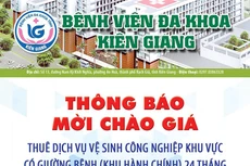 Bệnh viện Đa khoa tỉnh Kiên Giang thông báo về việc mời khảo sát và chào giá thuê dịch vụ vệ sinh công nghiệp khu vực có giường bệnh 24 tháng 
