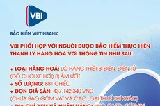 VBI thông báo bán thanh lý hàng hoá