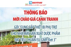 Công ty cổ phần Dược phẩm 2/9 thông báo mời chào giá