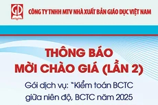 Nhà xuất bản Giáo dục Việt Nam thông báo mời chào giá (lần 2)