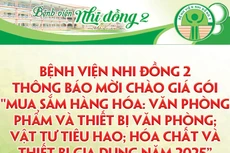 Bệnh viện Nhi Đồng 2 thông báo về việc mời chào giá