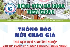 Bệnh viện Đa khoa tỉnh Kiên Giang thông báo về việc mời khảo sát và chào giá thuê dịch vụ vệ sinh công nghiệp khu vực không có giường bệnh 24 tháng 