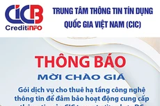 Trung tâm Thông tin tín dụng Quốc gia Việt Nam (CIC) thông báo mời chào giá