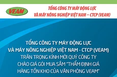Tổng Công ty Máy động lực và Máy nông nghiệp Việt Nam - CTCP thông báo chào giá 