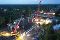 Dự án thành phần 4 cao tốc Châu Đốc - Cần Thơ - Sóc Trăng hiện giải ngân được 1.368 tỷ đồng, đạt 58,9% kế hoạch năm 2024. Ảnh: Ngọc Tuấn