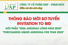Công ty CP DAP-VINACHEM thông báo mời sơ tuyển (INVITATION TO BID)