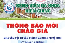 Thông báo mời chào giá mua sắm vật tư văn phòng và dụng cụ vệ sinh cơ quan 24 tháng thuộc Bệnh viện Đa khoa tỉnh Kiên Giang