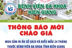 Bệnh viện Đa khoa tỉnh Kiên Giang thông báo mời chào giá mua sắm in ấn sổ sách và biểu mẫu 24 tháng thuộc Bệnh viện Đa khoa tỉnh Kiên Giang