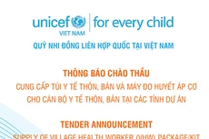 Quỹ Nhi đồng liên hợp quốc (UNICEF) tại Việt Nam thông báo chào thầu 