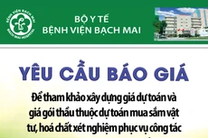 Bệnh viện Bạch Mai thông báo yêu cầu báo giá 