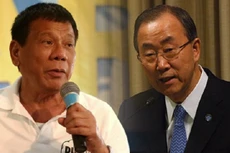 Tổng thống Philippines Rodrigo Duterte (trái) và Tổng thư ký Liên Hợp Quốc Ban Ki-moon. Ảnh: Rappler.