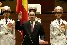 Chủ tịch nước Trần Đại Quang tuyên thệ trong lễ nhậm chức.