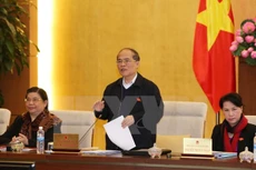 Chủ tịch Quốc hội Nguyễn Sinh Hùng phát biểu bế mạc phiên họp. (Ảnh: Phương Hoa/TTXVN)