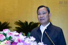 Bộ trưởng Bộ Nội vụ Nguyễn Thái Bình trình bày báo cáo tại hội nghị.