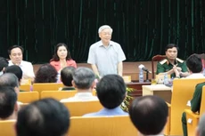 Tổng bí thư tại buổi tiếp xúc cử tri Quận Ba Đình (Hà Nội) sáng 6/5/2016.