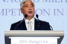 Bộ trưởng Bộ Quốc phòng Nhật Bản Gen Nakatani phát biểu ngày 4/6 tại diễn đàn an ninh Shangri-La, Singapore - Ảnh: Reuters.