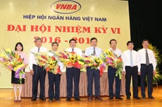 Tân Chủ tịch Hội đồng VNBA Phan Đức Tú (thứ tư từ trái sang) và các thành viên Hội đồng ra mắt Đại hội.
