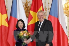 Tổng thống Cộng hòa Séc Miloš Zeman tiếp Phó Chủ tịch nước Đặng Thị Ngọc Thịnh. (Ảnh: Quang Hải/TTXVN)